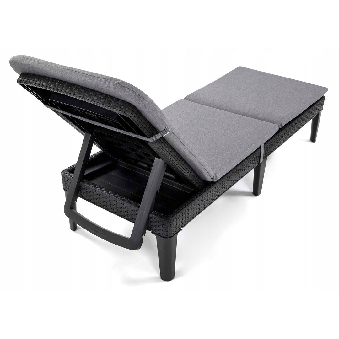 Jaipur Deck Chair Cushion, gray, S-550 fabric, size 190x60 cm, two fastening systems, waterproof, fully machine washable, Jaipur Melange S-03