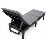 Jaipur Deck Chair Cushion, gray, S-550 fabric, size 190x60 cm, two fastening systems, waterproof, fully machine washable, Jaipur Melange S-03