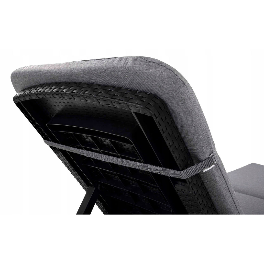 Jaipur Deck Chair Cushion, gray, S-550 fabric, size 190x60 cm, two fastening systems, waterproof, fully machine washable, Jaipur Melange S-03