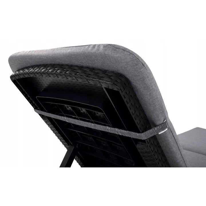Jaipur Deck Chair Cushion, gray, S-550 fabric, size 190x60 cm, two fastening systems, waterproof, fully machine washable, Jaipur Melange S-03