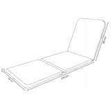 Jaipur Deck Chair Cushion, gray, S-550 fabric, size 190x60 cm, two fastening systems, waterproof, fully machine washable, Jaipur Melange S-03