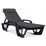 Madera Deck Chair Cushion, dark gray, S-500 fabric, size 190x55 cm, secured with an elastic strap, waterproof, Madera S-49