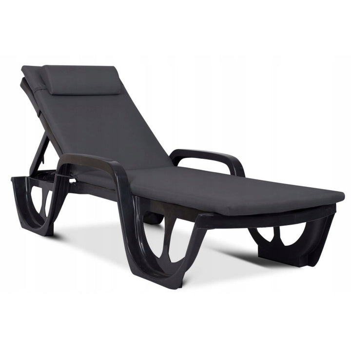 Madera Deck Chair Cushion, dark gray, S-500 fabric, size 190x55 cm, secured with an elastic strap, waterproof, Madera S-49