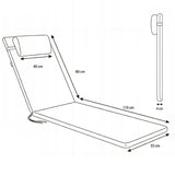 Madera Deck Chair Cushion, dark gray, S-500 fabric, size 190x55 cm, secured with an elastic strap, waterproof, Madera S-49