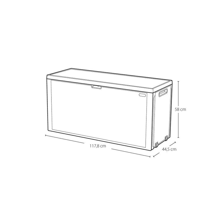 Keter Emily Garden Storage Bin, capacity 277L, anthracite color, max load capacity 20kg, weather-resistant, features handles and wheels, 249722