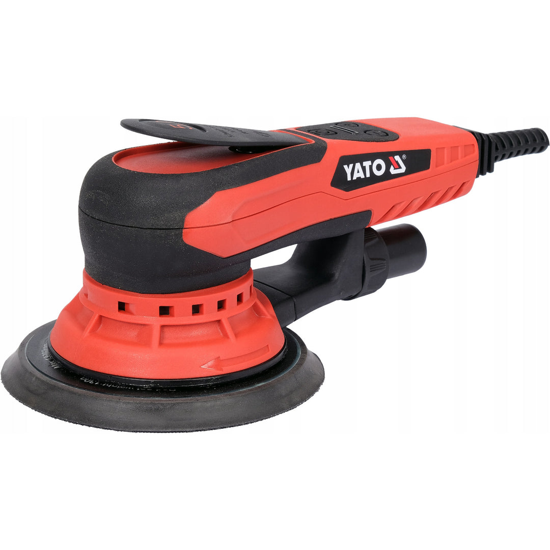 Yato Eccentric Sander, 150 mm, 350 W, speed 4,000–10,000 rpm, 3 m cord length, vacuum cleaner connection available, YT-82206