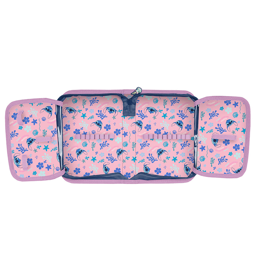 Stitch Paso School Set, Backpack with two compartments, reflective elements, and a padded back panel; pencil case (empty) with pencil holders; shoe bag that can be worn on the back, DS26XX