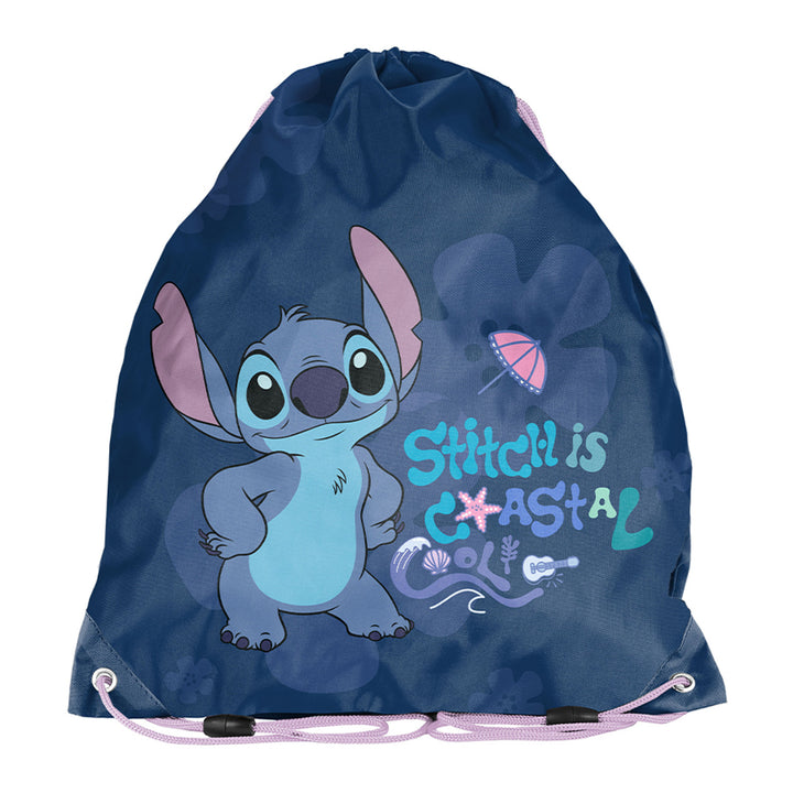 Stitch Paso School Set, Backpack with two compartments, reflective elements, and a padded back panel; pencil case (empty) with pencil holders; shoe bag that can be worn on the back, DS26XX