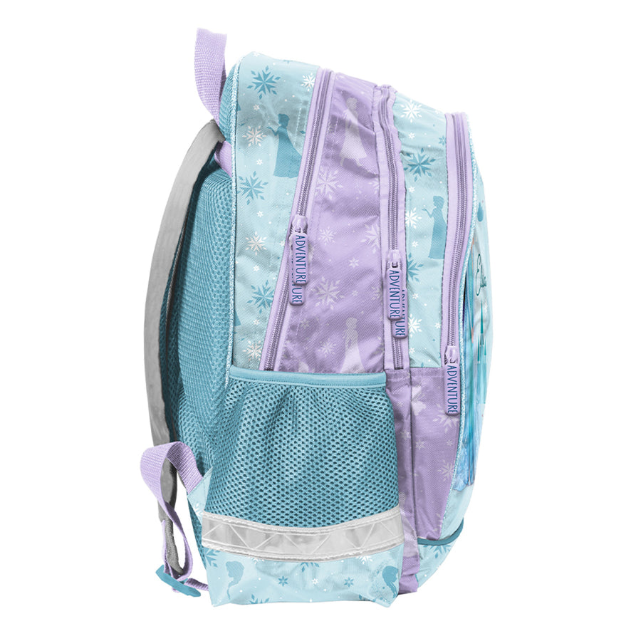 Frozen Paso School Set, backpack with two compartments, adjustable shoulder straps, and a padded back panel; pencil case with accessories and holders for school supplies; shoe bag that can be worn on the back; DF26AA