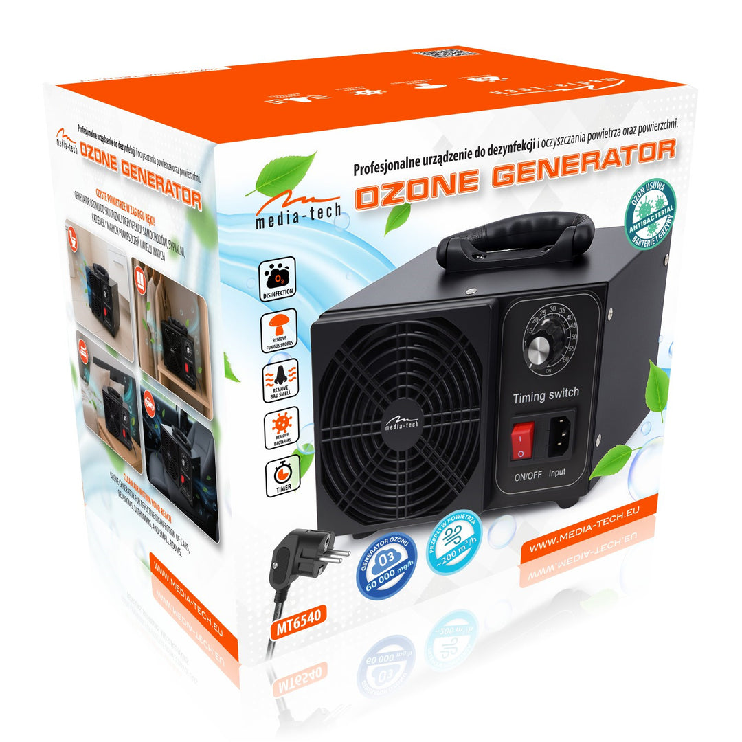 Professional ozone generator for disinfection and air purification, Mediatech, Ozone output: 60,000 mg/h, TIMER, Power: 140W, metal housing