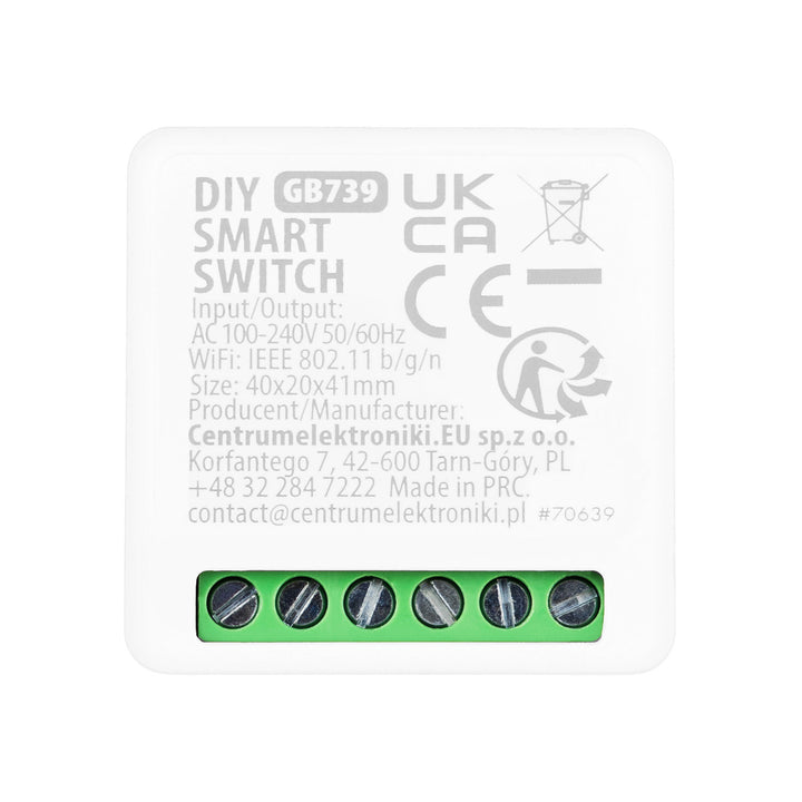 GreenBlue Flush-Mount WiFi Relay, Android/iOS/Alexa/Google Home, 100–240 V AC, 50/60 Hz, max. 16 A, for 150 W LEDs, GB739, 4 pieces