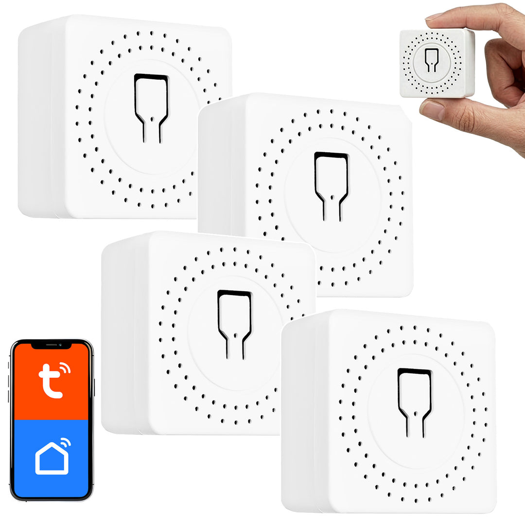 GreenBlue Flush-Mount WiFi Relay, Android/iOS/Alexa/Google Home, 100–240 V AC, 50/60 Hz, max. 16 A, for 150 W LEDs, GB739, 4 pieces