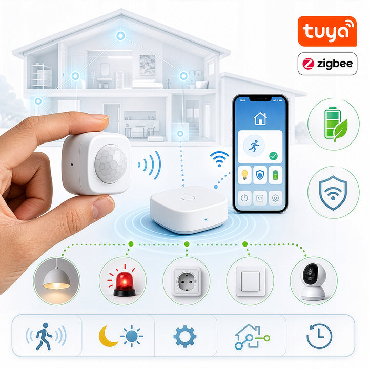 Tuya GreenBlue Wireless Zigbee Motion Sensor, Android/iOS, CR2450 DC 3.0V, 120° detection angle / up to 8 m, GB740, 2 pieces