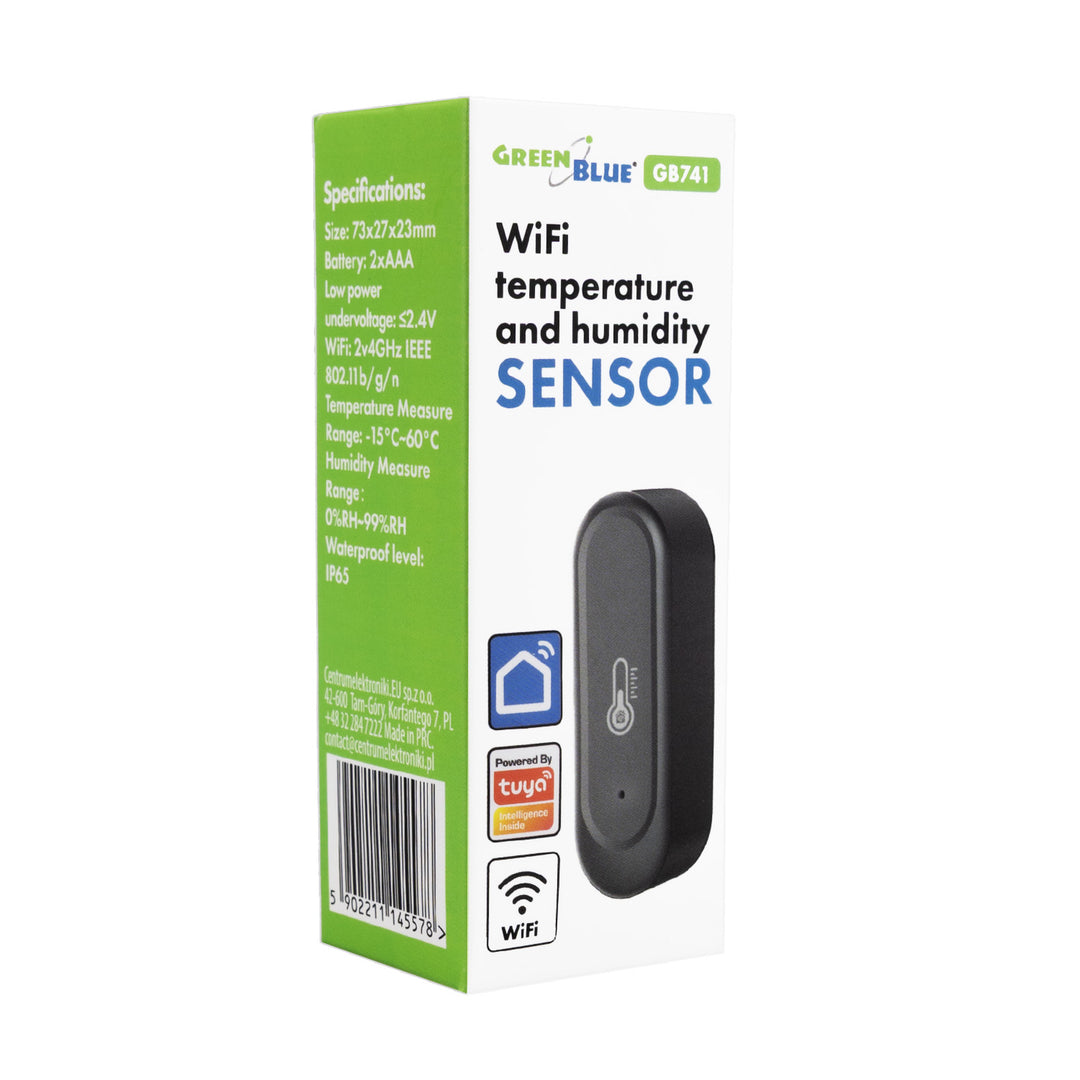 GreenBlue Outdoor WiFi Temperature and Humidity Sensor, Android/iOS, 3.0V DC, LR03x2, IP65, GB741, 2 pieces