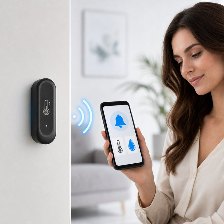 GreenBlue Outdoor WiFi Temperature and Humidity Sensor, Android/iOS, 3.0V DC, LR03x2, IP65, GB741, 2 pieces