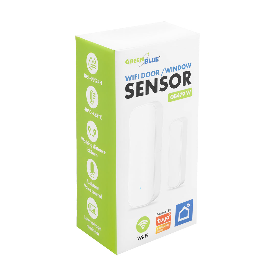 GreenBlue Wireless Reed Switch / WiFi Door/Window Sensor, Android/iOS, 3.0V DC, LR03x2, GB479 W, 2 sets