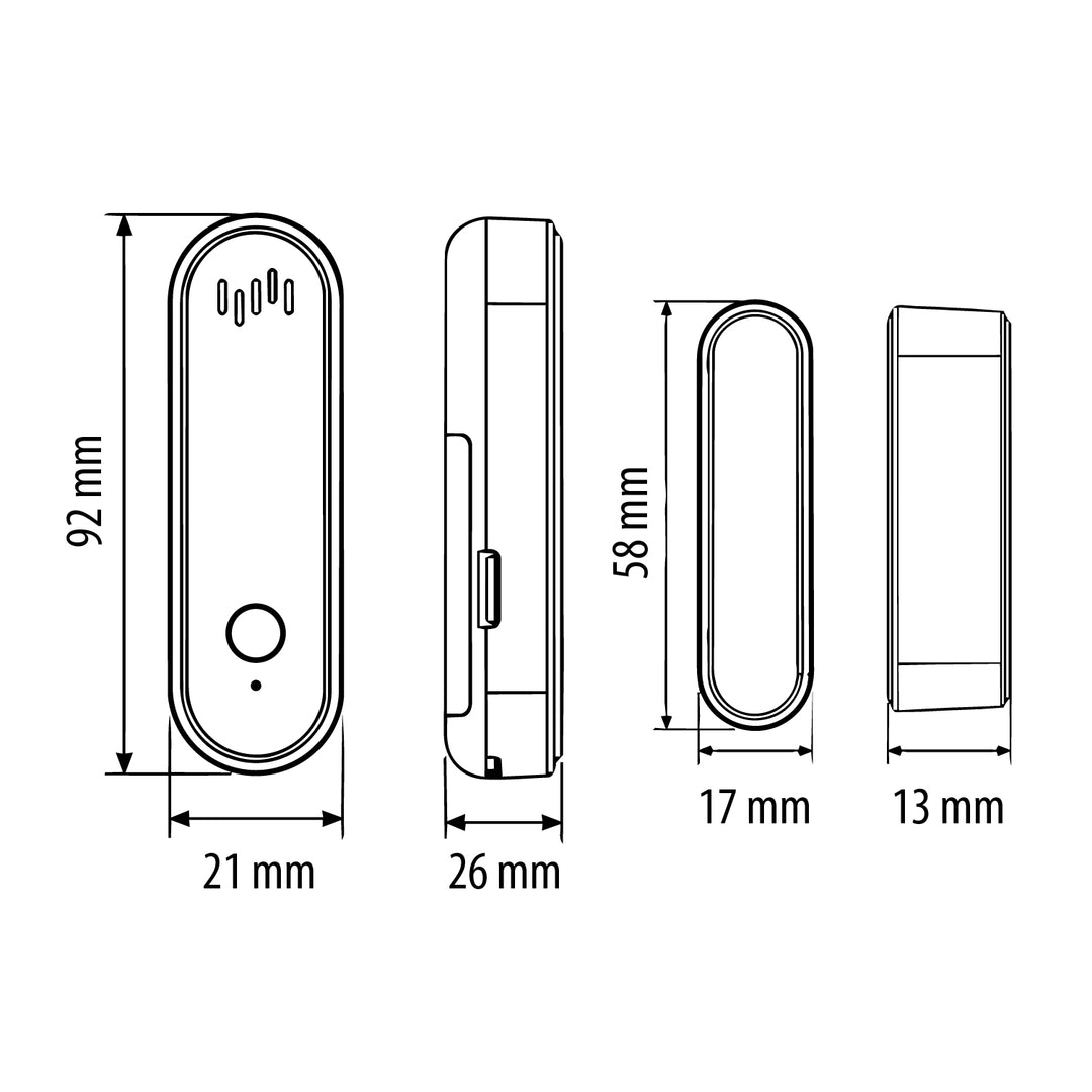 GreenBlue Wireless Reed Switch / WiFi Door/Window Sensor, Android/iOS, 3.0V DC, LR03x2, with Alarm, GB478, 2 Sets