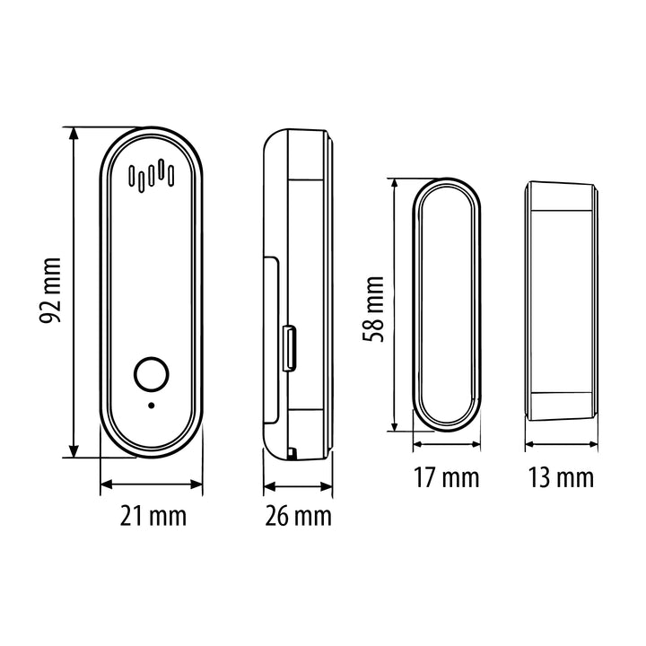 GreenBlue Wireless Reed Switch / WiFi Door/Window Sensor, Android/iOS, 3.0V DC, LR03x2, with Alarm, GB478, 2 Sets