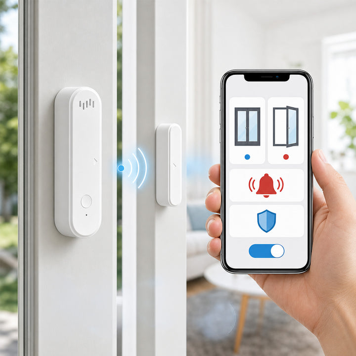 GreenBlue Wireless Reed Switch / WiFi Door/Window Sensor, Android/iOS, 3.0V DC, LR03x2, with Alarm, GB478, 2 Sets
