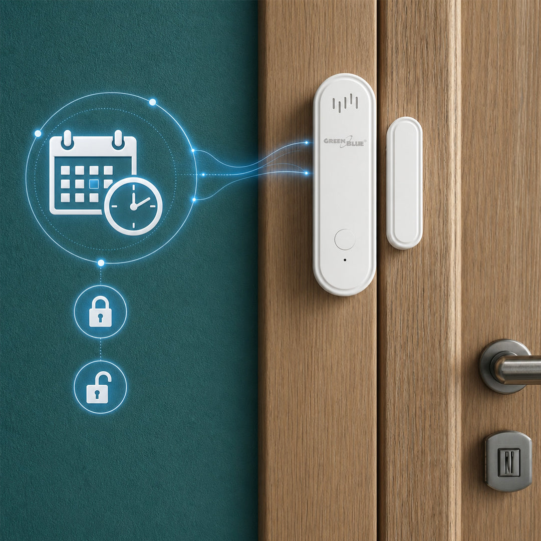 GreenBlue Wireless Reed Switch / WiFi Door/Window Sensor, Android/iOS, 3.0V DC, LR03x2, with Alarm, GB478, 2 Sets