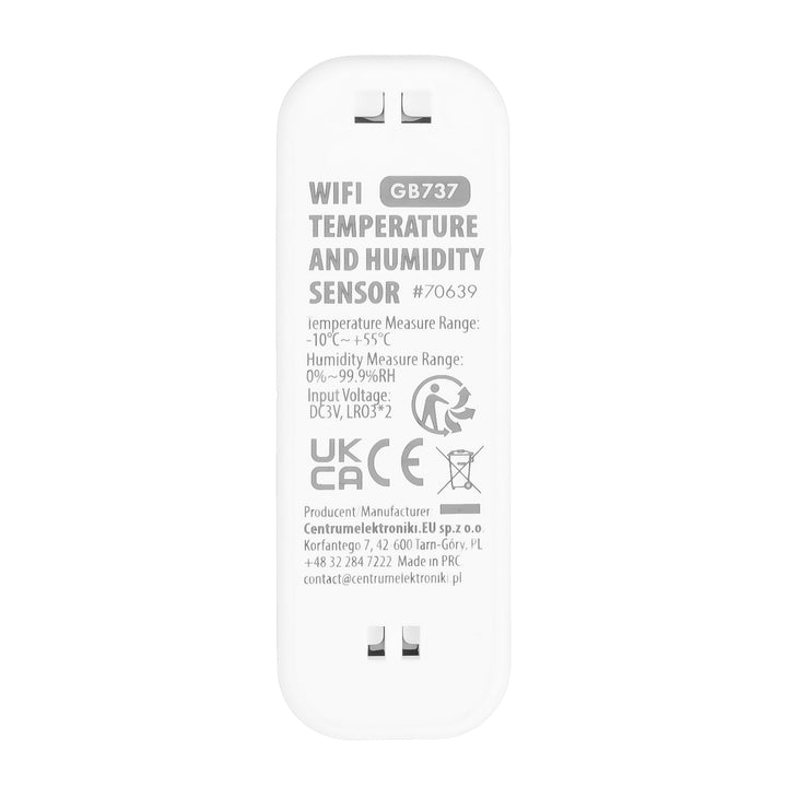 GreenBlue WiFi Temperature and Humidity Sensor, Android/iOS/Alexa/Google Home, 3.0V DC, LR03x2, GB737, 2 pieces