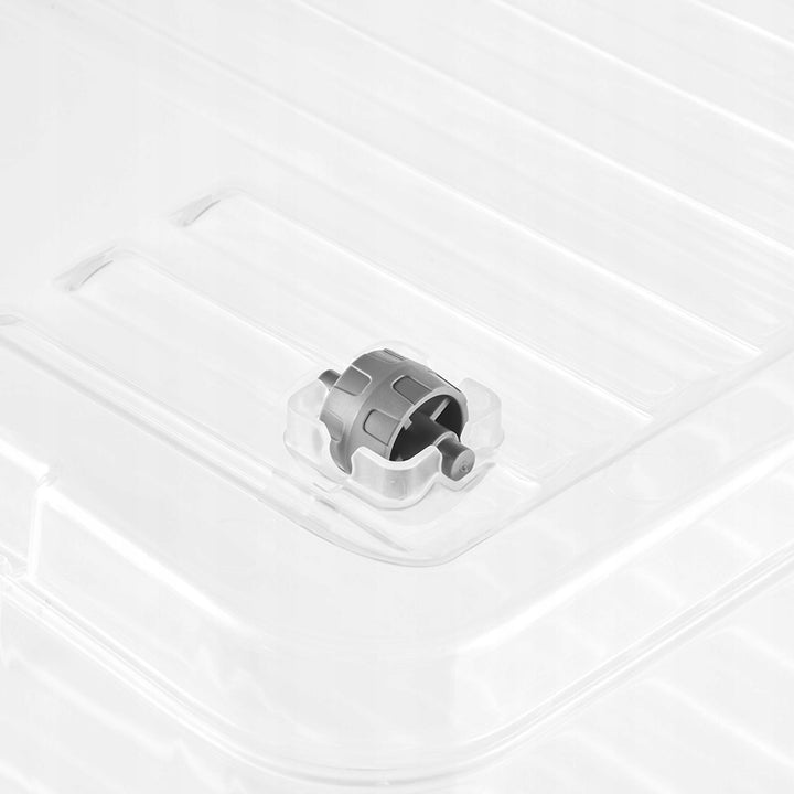 Leo Keeeper container with lid, 37L capacity, clear, with wheels, clip-on lid, 2 pieces
