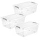 Leo Keeeper container with lid, 37L capacity, clear, with wheels, clip-on lid, set of 3