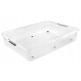 Leo Keeeper container with lid, 53L capacity, clear, with wheels, clip-on lid, 2 pieces