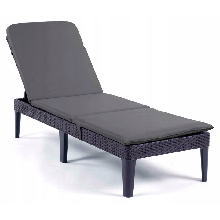 Jaipur Deck Chair Cushion, dark gray, S-500 fabric, size 190x60 cm, two fastening systems, waterproof, fully machine washable, S-49, 2 pieces