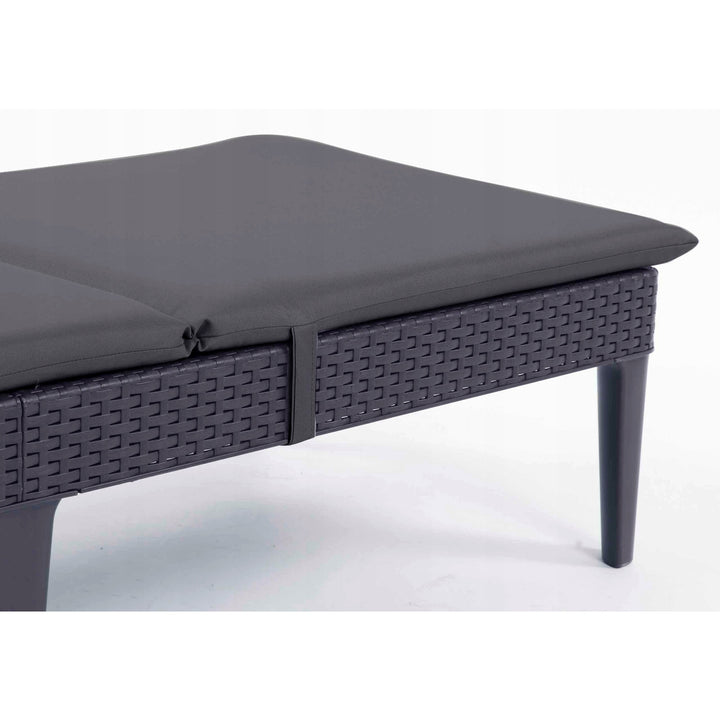 Jaipur Deck Chair Cushion, dark gray, S-500 fabric, size 190x60 cm, two fastening systems, waterproof, fully machine washable, S-49, 3 pieces
