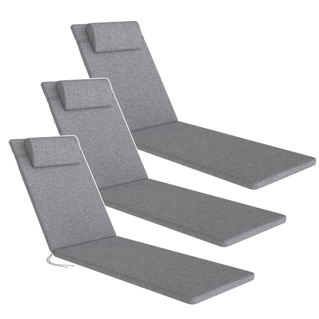 Madera Deck Chair Cushion, gray, S-550 melange fabric, size 190x55 cm, secured with an elastic strap, waterproof, S-23 melange, 3 pieces