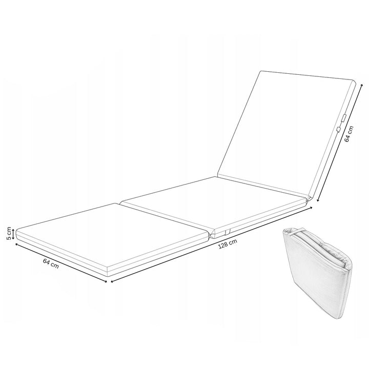 Daytona Deck Chair Cushion, gray, S-550 Melange fabric, size 192x64 cm, secured with an elastic strap, waterproof, Melange S-23, 2 pieces