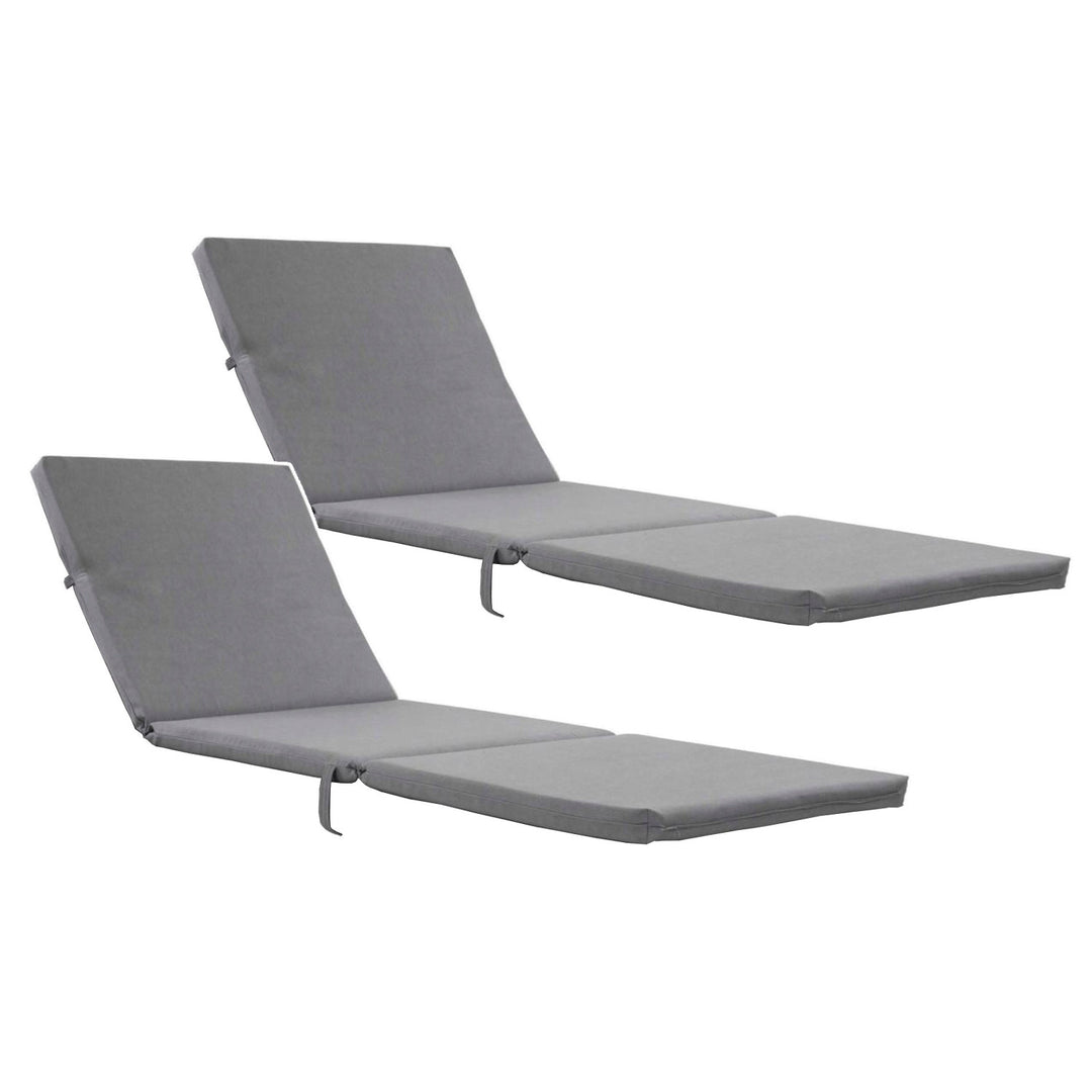 Daytona Deck Chair Cushion, gray, S-550 Melange fabric, size 192x64 cm, secured with an elastic strap, waterproof, Melange S-23, 2 pieces