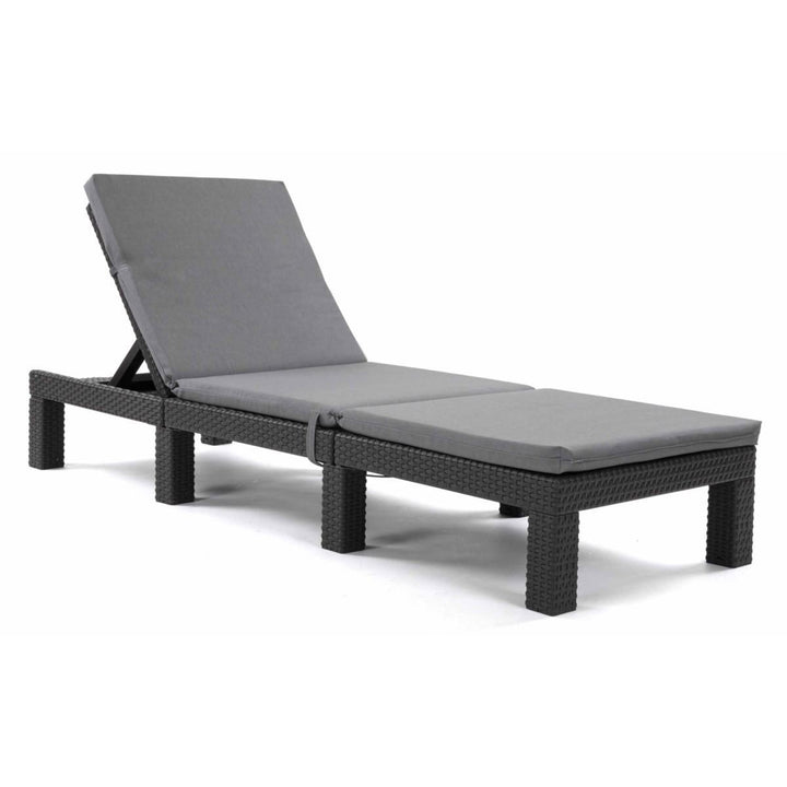 Daytona Deck Chair Cushion, gray, S-550 Melange fabric, size 192x64 cm, secured with an elastic strap, waterproof, Melange S-23, 3 pieces