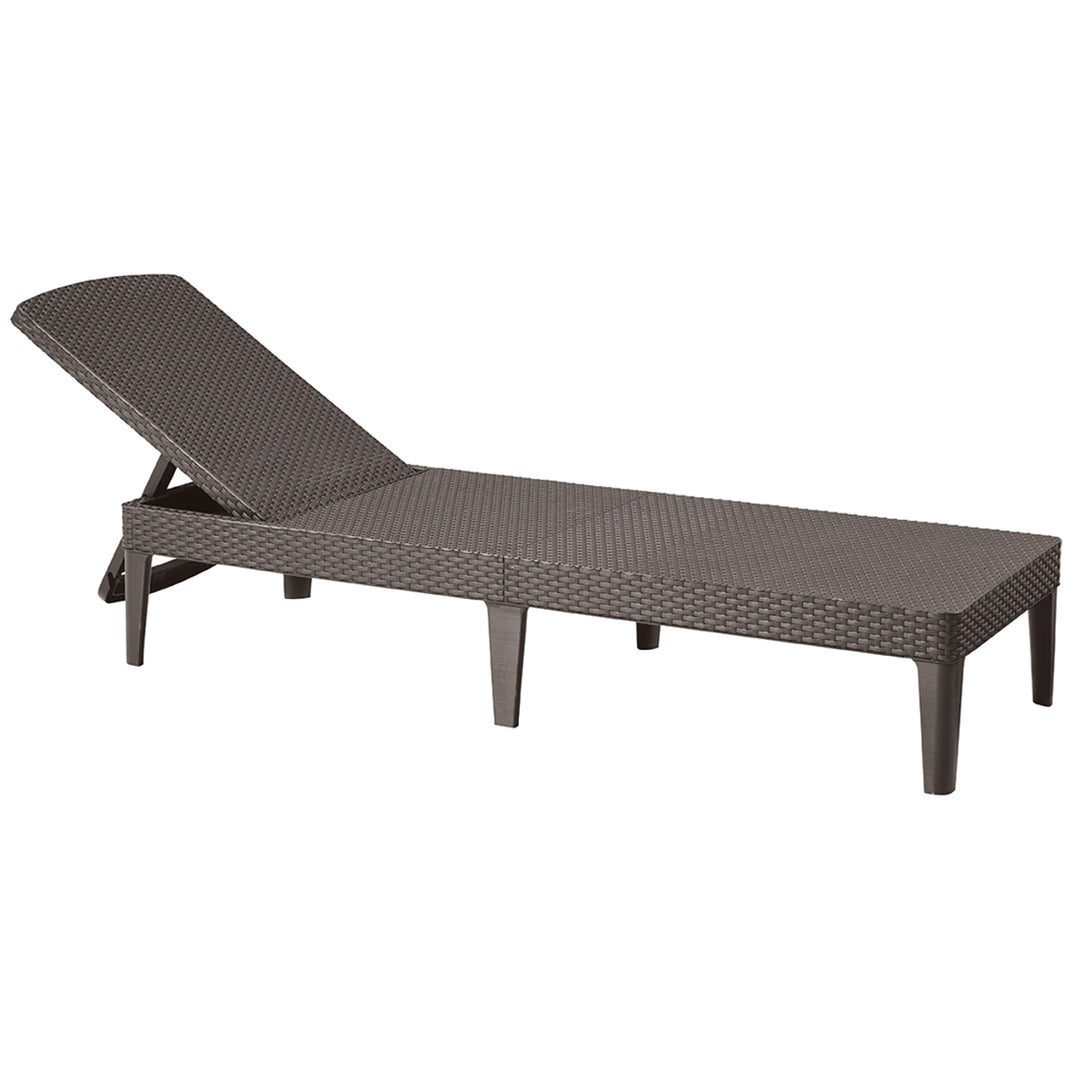 Jaipur Sun Lounger Adjustable Garden Lounge Chair, Brown + Jaipur Lounge Chair Cushion, Beige, S-550 Melange Fabric, Size 190x60 cm
