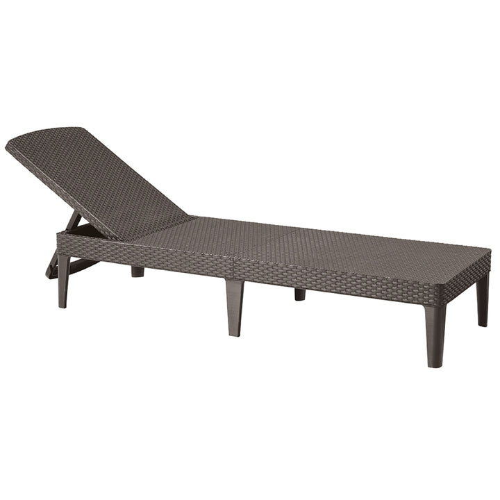 Jaipur Sun Lounger Adjustable Garden Lounge Chair, Brown + Jaipur Lounge Chair Cushion, Beige, S-550 Melange Fabric, Size 190x60 cm