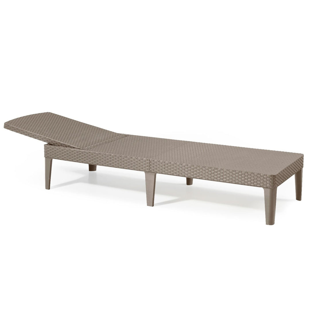 Jaipur Sun Lounger Adjustable Garden Lounger, Cappuccino + Jaipur Lounger Cushion, Dark Gray, S-500 Fabric, Size 190x60 cm
