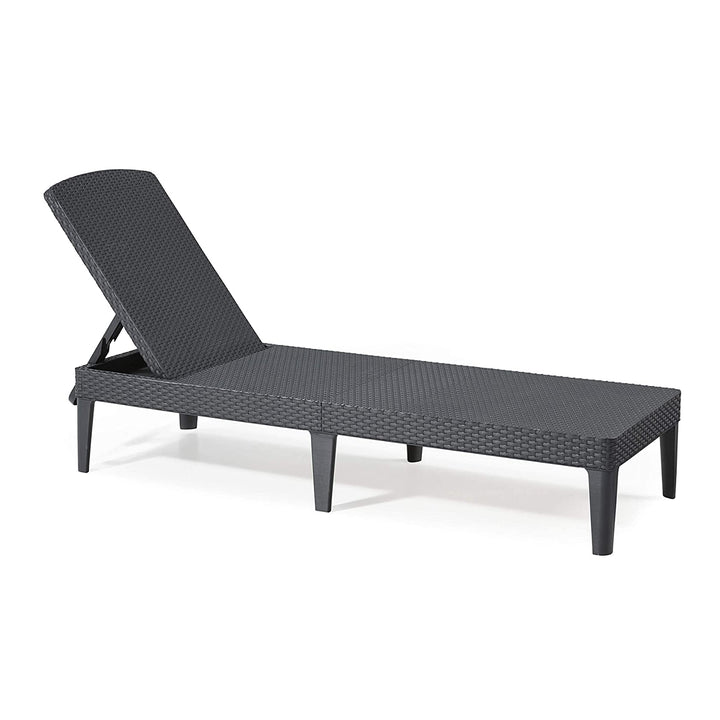 Jaipur Sun Lounger Adjustable Garden Lounge Chair, Graphite + Jaipur Lounge Chair Cushion, Dark Gray, S-500 Fabric, Size 190x60 cm