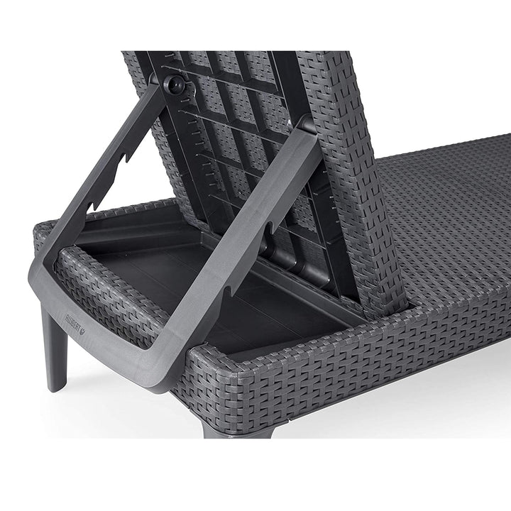 Jaipur Sun Lounger Adjustable Garden Lounge Chair, Graphite + Jaipur Lounge Chair Cushion, Dark Gray, S-500 Fabric, Size 190x60 cm