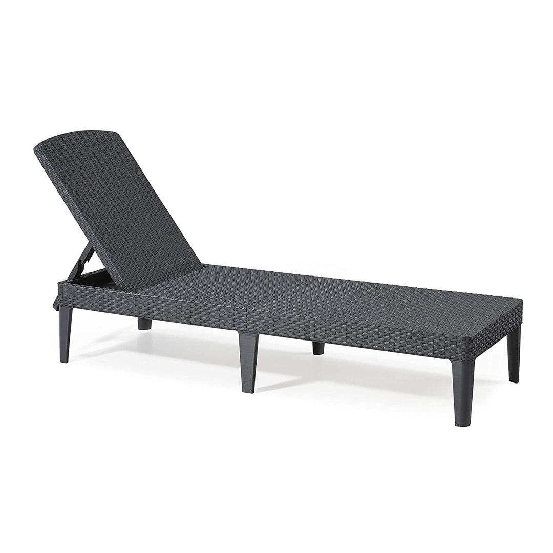 Jaipur Sun Lounger Adjustable Garden Lounge Chair, Graphite + Jaipur Lounge Chair Cushion, Beige, S-550 Melange Fabric, Size 190x60 cm