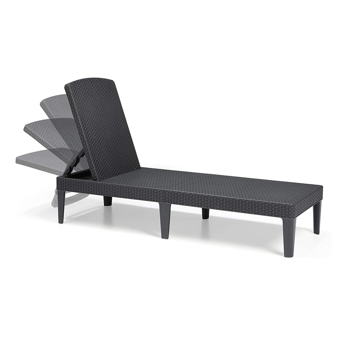 Jaipur Sun Lounger Adjustable Garden Lounge Chair, Graphite + Jaipur Lounge Chair Cushion, Beige, S-550 Melange Fabric, Size 190x60 cm