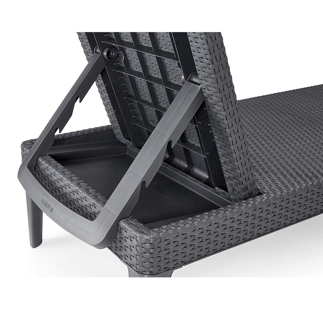 Jaipur Sun Lounger Adjustable Garden Lounge Chair, Graphite + Jaipur Lounge Chair Cushion, Beige, S-550 Melange Fabric, Size 190x60 cm