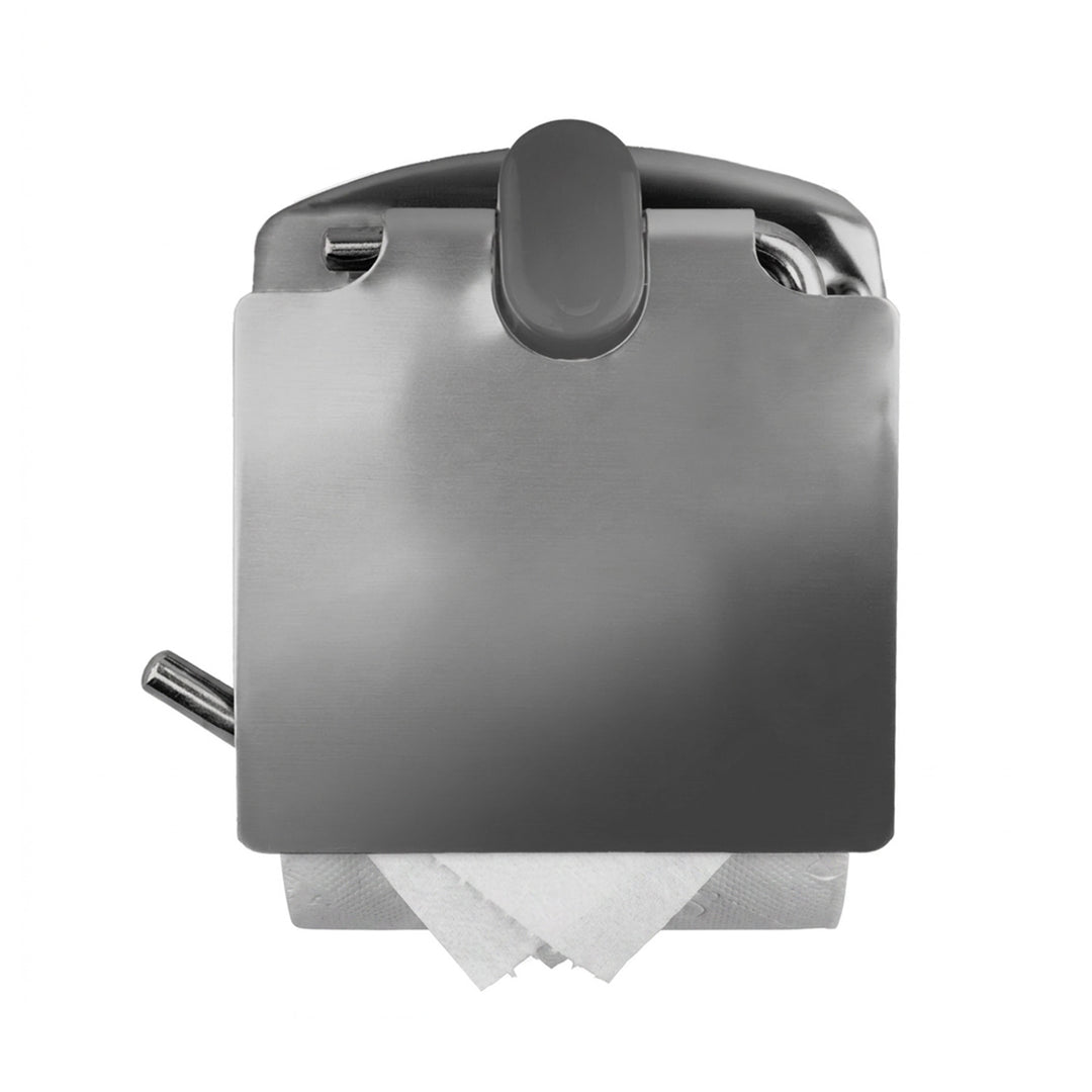 Toilet paper holder with a chrome-plated clip/cover, ABJ
