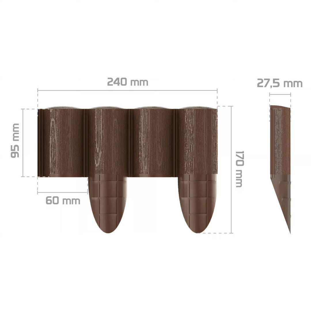 Cellfast Garden Fence, wood-grain finish, frost-resistant, 7.2 m long, brown, 34-031