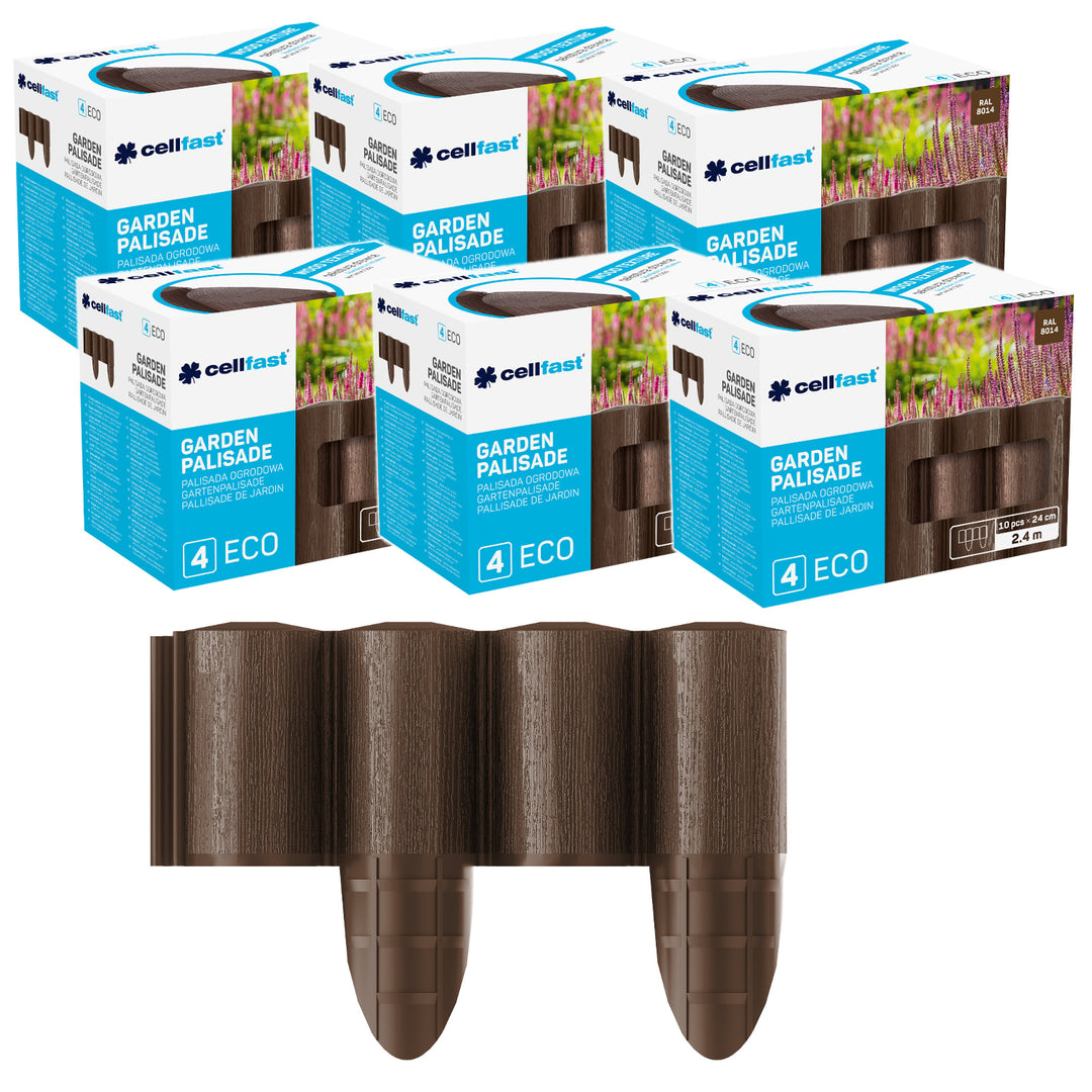 Cellfast Garden Fence, wood-grain finish, frost-resistant, 14.4 m long, brown, 34-031