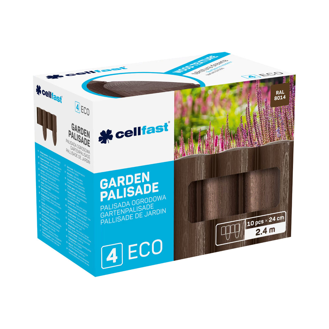 Cellfast Garden Fence, wood-grain finish, frost-resistant, 21.6 m long, brown, 34-031