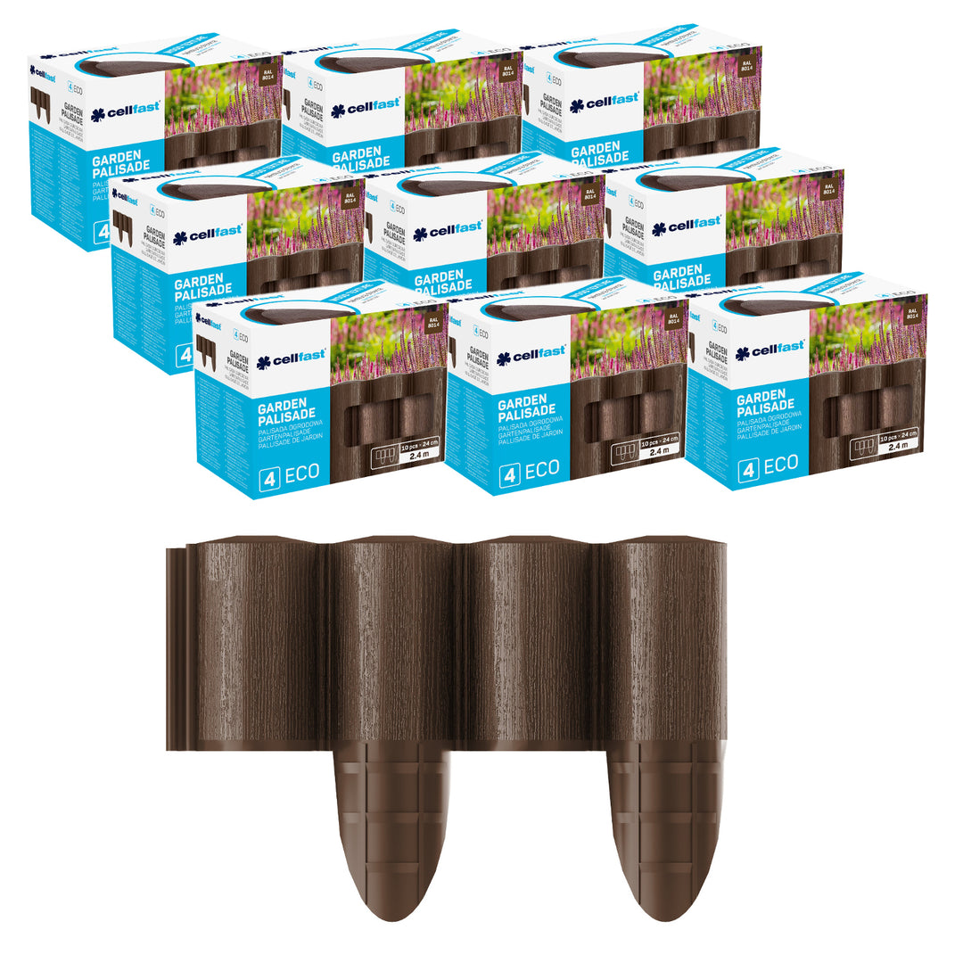 Cellfast Garden Fence, wood-grain finish, frost-resistant, 21.6 m long, brown, 34-031