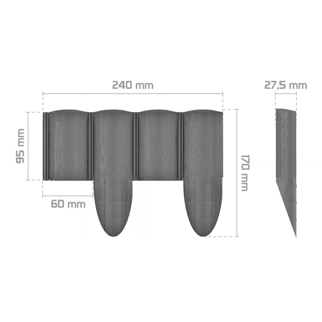Cellfast Garden Fence, wood-grain finish, frost-resistant, 7.2 m long, graphite color, 34-054