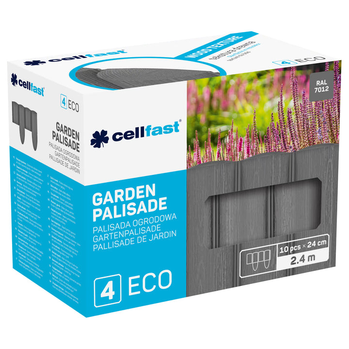 Cellfast Garden Fence, wood-grain finish, frost-resistant, 7.2 m long, graphite color, 34-054