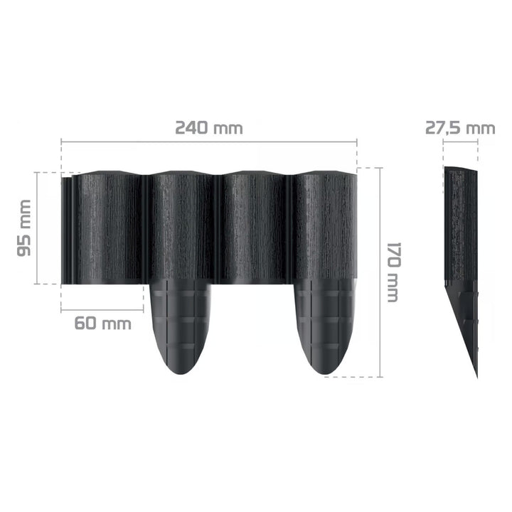 Cellfast Garden Fence, wood-grain texture, frost-resistant, 21.6 m long, anthracite color, 34-032